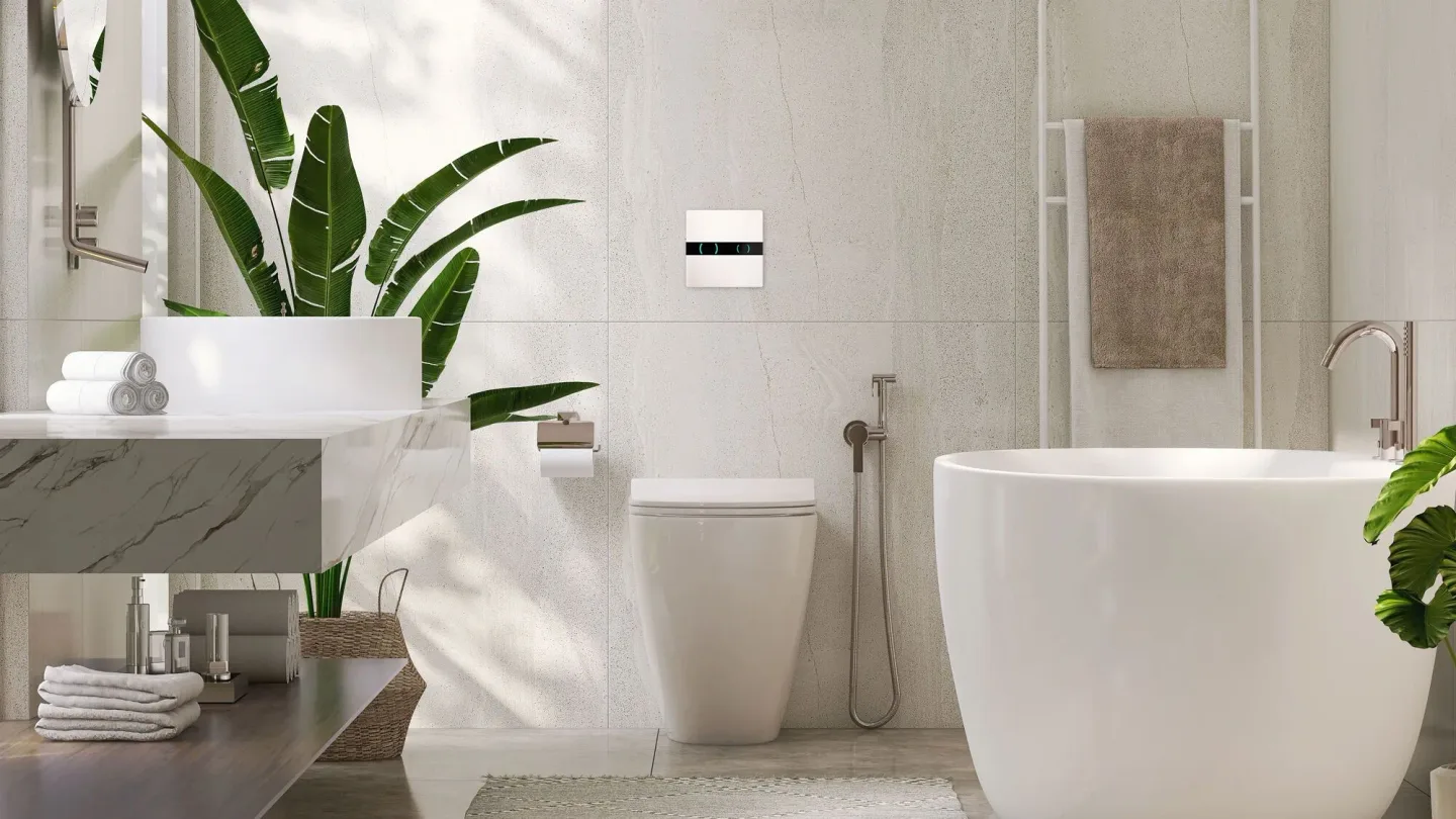 Schwab manufacturer bathroom reference with flush plate